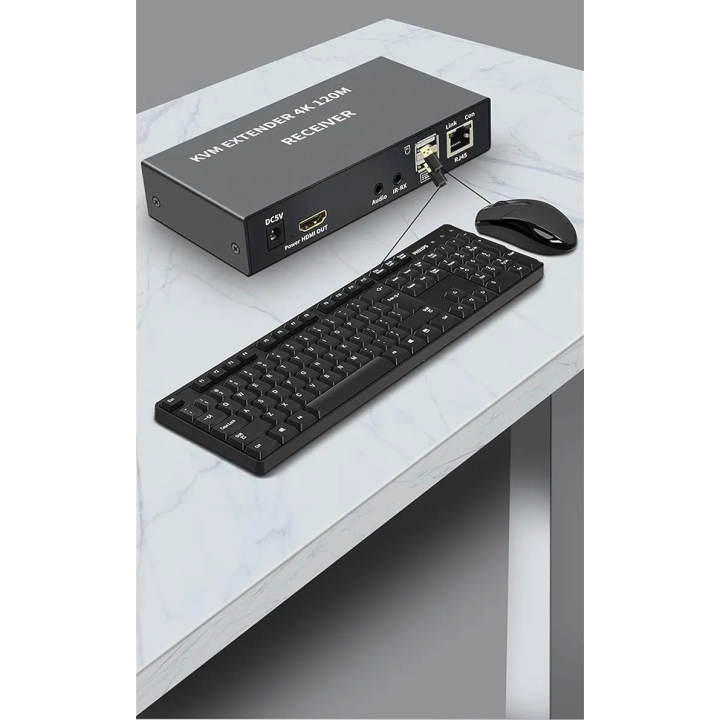 Przedłużacz KVM XYKJOBC EXTENDER 4K 120M zestaw HDMI USB do zdalnego sterowania komputerem