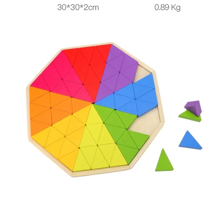 GRA LOGICZNA DREWNIANA TRÓJKĄTY UKŁADANKA PUZZLE JHTOY-947