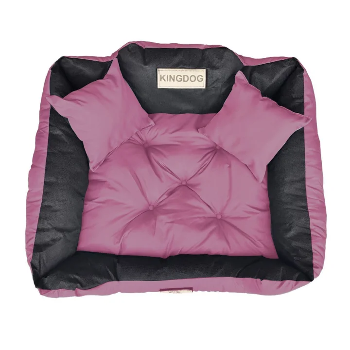 Legowisko dla psa kojec KINGDOG 55x45 cm personalizowane wodoodporne różowe