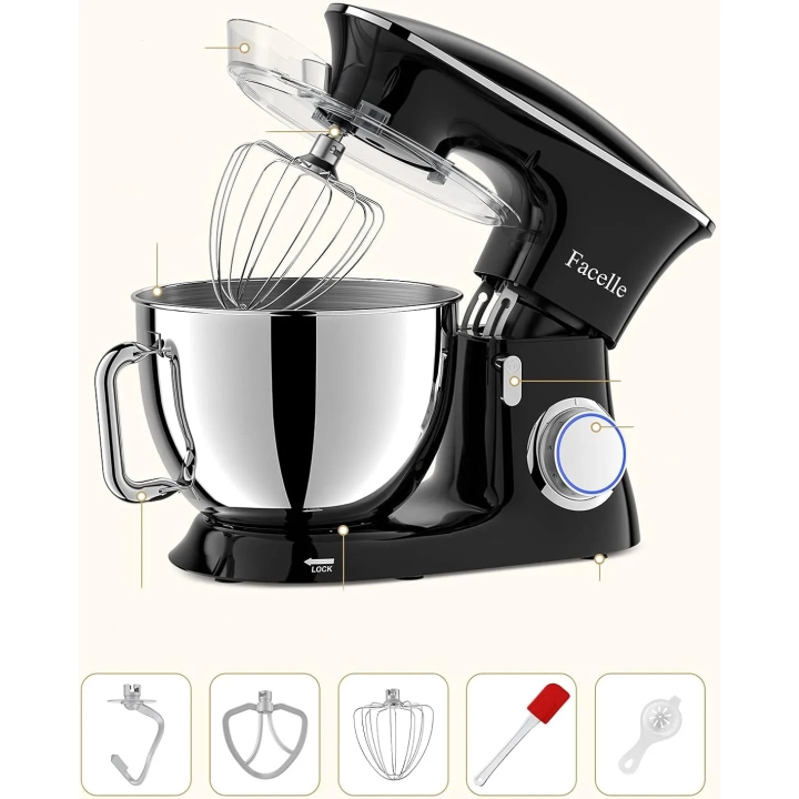POWYSTAWOWY Robot kuchenny Facelle SM-1554 1500W czarny mocny funkcjonalny