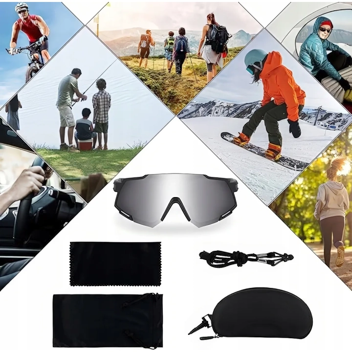 Okulary sportowe JUNDINGYUN z 5 wymiennymi soczewkami, 100% UV