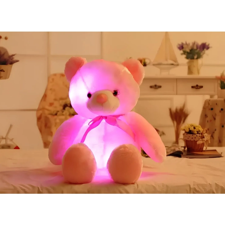 Pluszowy miś z oświetleniem LED 50 cm różowy świecąca przytulanka dla dzieci z lampkami LED w środku