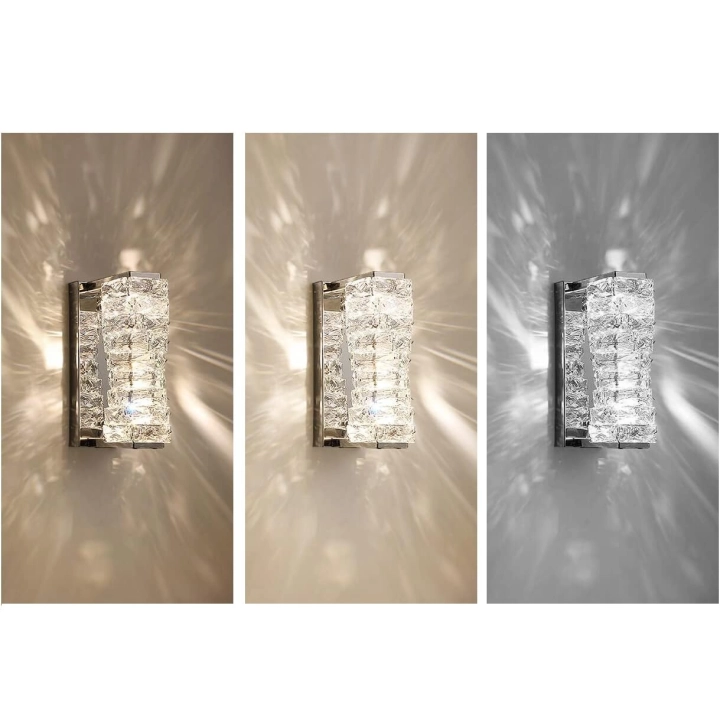Lampa ścienna LED Sxtiger nowoczesna kryształowa regulowana srebrna