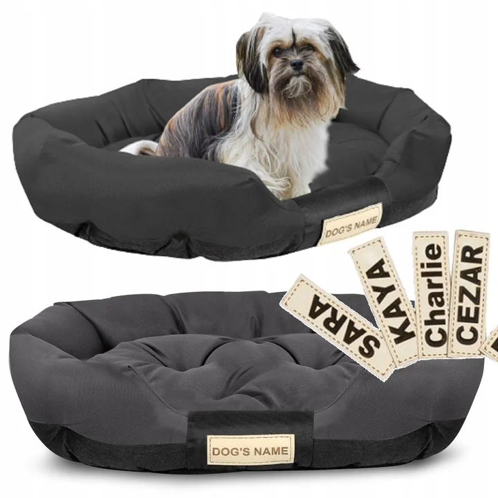 Legowisko dla psa 75x50 cm personalizowane wodoodporne czarne