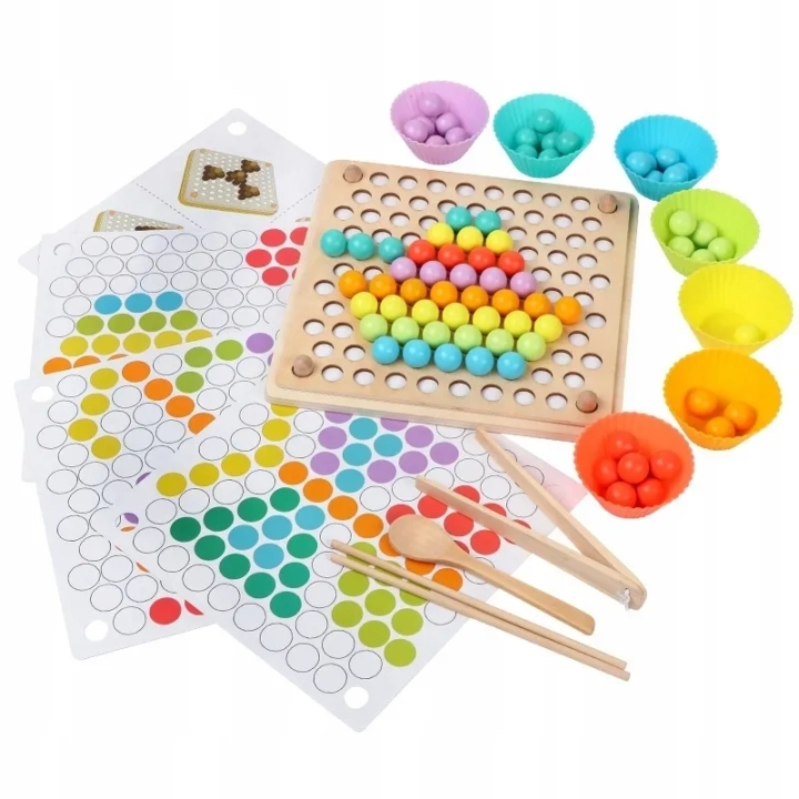 LT283 MOZAIKA DREWNIANA UKŁADANKA MONTESSORI KULKI