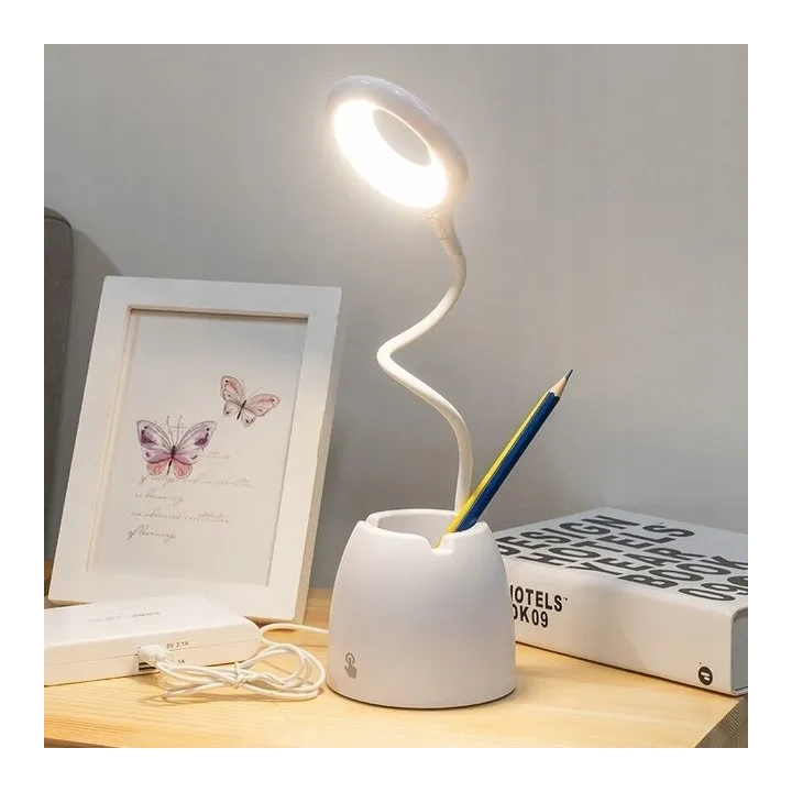 LAMPKA BIURKOWA LED BIAŁA Z POJEMNIKIEM