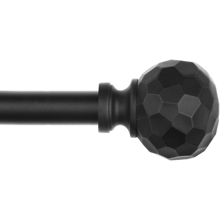 Karnisz teleskopowy SZXIMU 122-218 cm czarny z okrągłą końcówką w diamenty