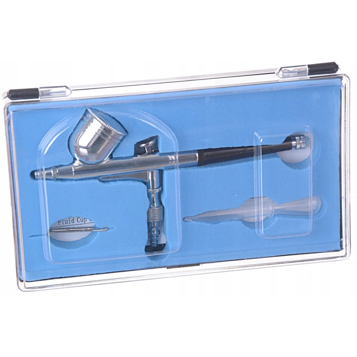 Cichy Kompresor Modelarski HS-386 Auto Stop Wentylator Filtr Aerograf 0,3mm