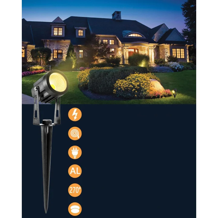 Oświetlenie ogrodowe ECOWHO 6x LED lampy z kolcem IP65 ciepła biel