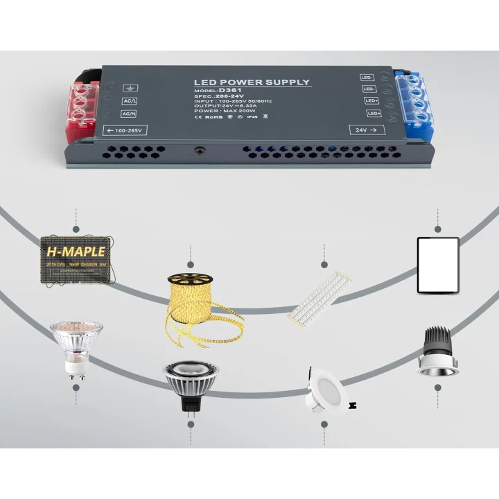 Transformator mocy 24 V, 230 V, 100 W zasilacz BRIMETI D361 do urządzeń elektronicznych