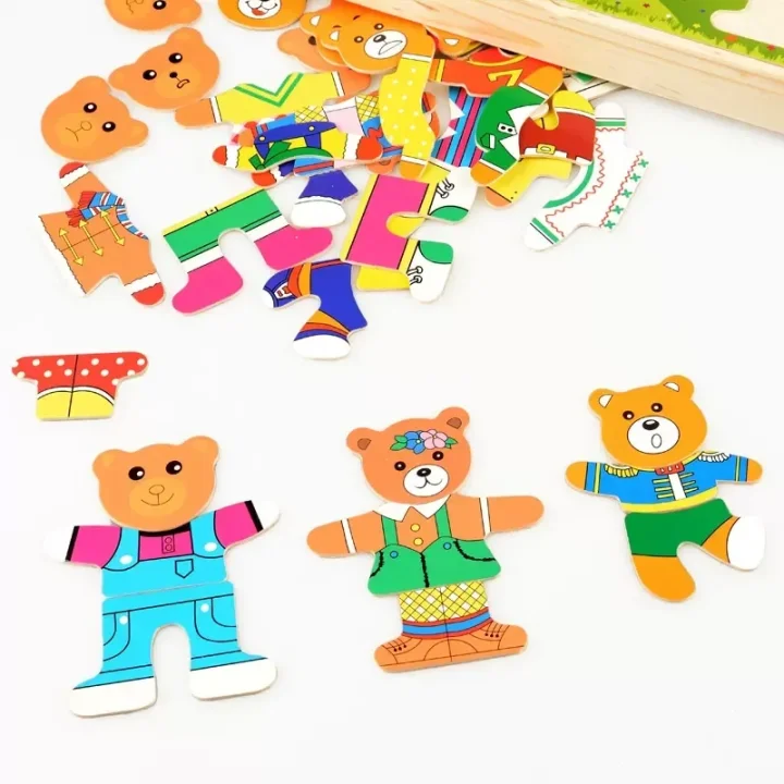 DREWNIANA UKŁADANKA PUZZLE UBIERANKA EMOCJE MINY RODZINA MISIÓW 47 EL.