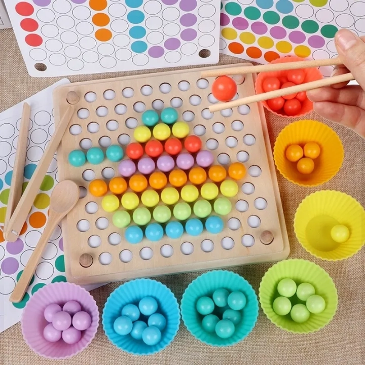 LT283 MOZAIKA DREWNIANA UKŁADANKA MONTESSORI KULKI