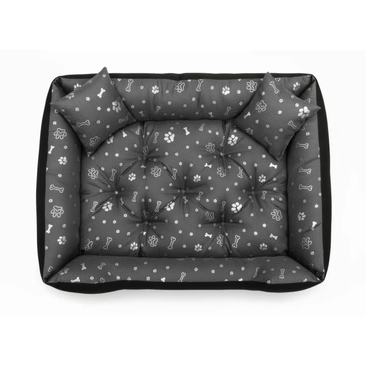 Legowisko dla psa kojec 115x95 cm wodoodporne kości srebrne