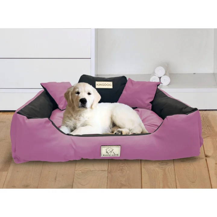 Legowisko dla psa kojec KINGDOG 75x65 cm personalizowane wodoodporne różowe
