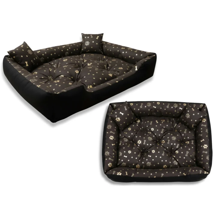 Legowisko dla psa kojec 115x95 cm wodoodporne kości złote