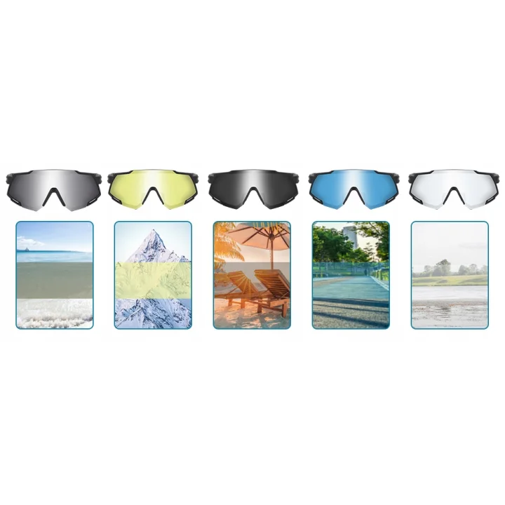 Okulary sportowe JUNDINGYUN z 5 wymiennymi soczewkami, 100% UV