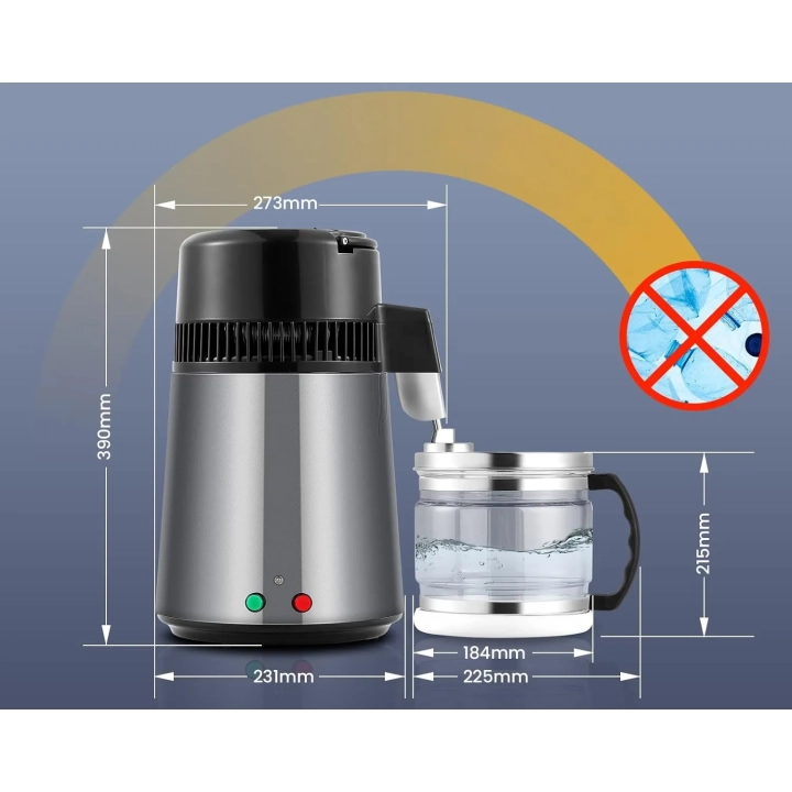 UŻYWANA Destylator wody Hanchen, stal nierdzewna 304, 750 W, 4 l, ciemnoszara