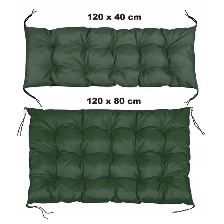 Zestaw Poduszka ogrodowa 120/80 cm + 120/40 cm na ławkę palety wodoodporna zielona