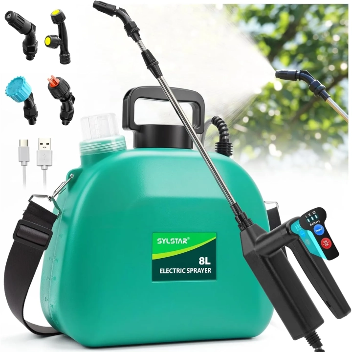 UŻYWANE Opryskiwacz elektryczny do roślin SYLSTAR 8L z 4 dyszami USB regulowany