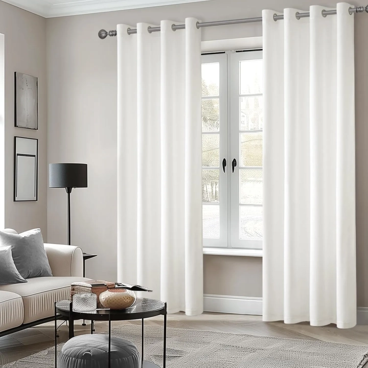 Zasłony welwetowe MIULEE 140x265 cm białe nieprześwitujące do sypialni i salonu