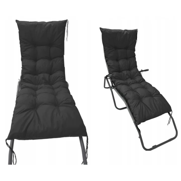 Poduszka ogrodowa 180x50 cm na leżak ławkę huśtawkę wodoodporna czarna