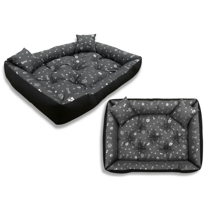 Legowisko dla psa kojec 115x95 cm wodoodporne kości srebrne