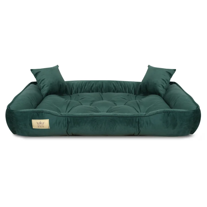 Legowisko dla psa kojec 115x95 cm welur ciemnozielony