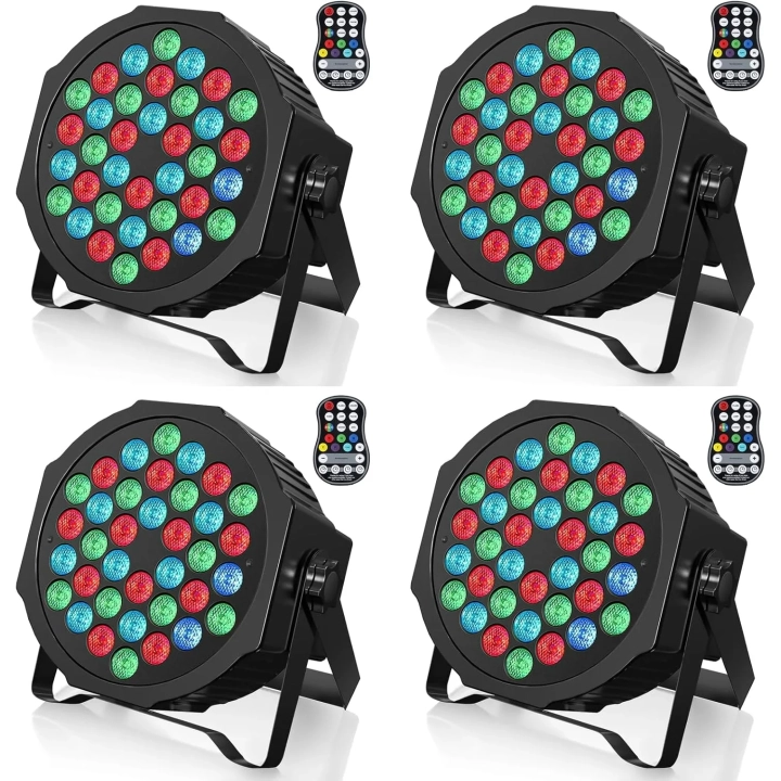 Lampy LED Disco RGB ZQ01104 oświetlenie dyskotekowe 7 trybów zestaw 4 szt.