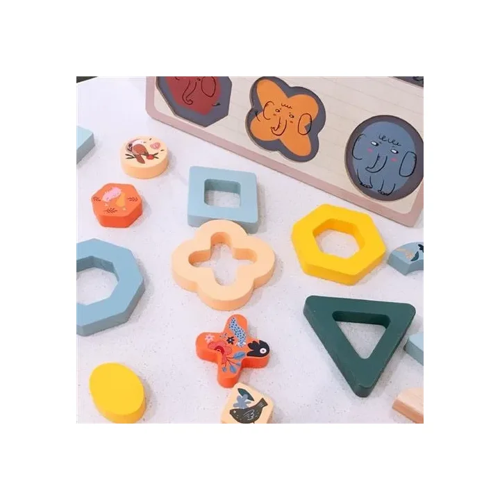 PUZZLE DREWNIANE EDUKACYJNE FIGURY GEOMETRYCZNE ZKB-2053