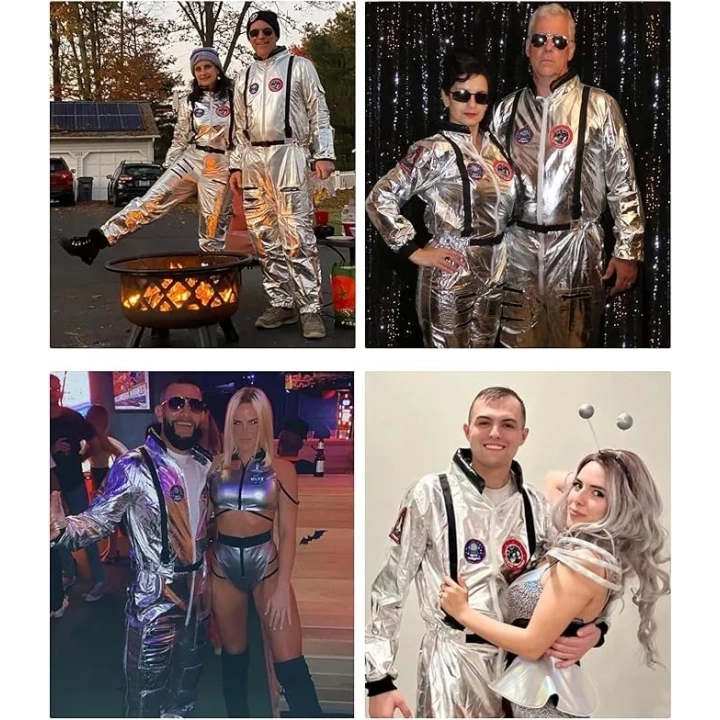 Kostium astronauta srebrny unisex dla dorosłych karnawał S UWXOZO