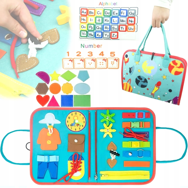 TABLICA SENSORYCZNA KOSMOS MONTESSORI MANIPULACYJNA UNIWERSALNA KSIĄŻKA 3D