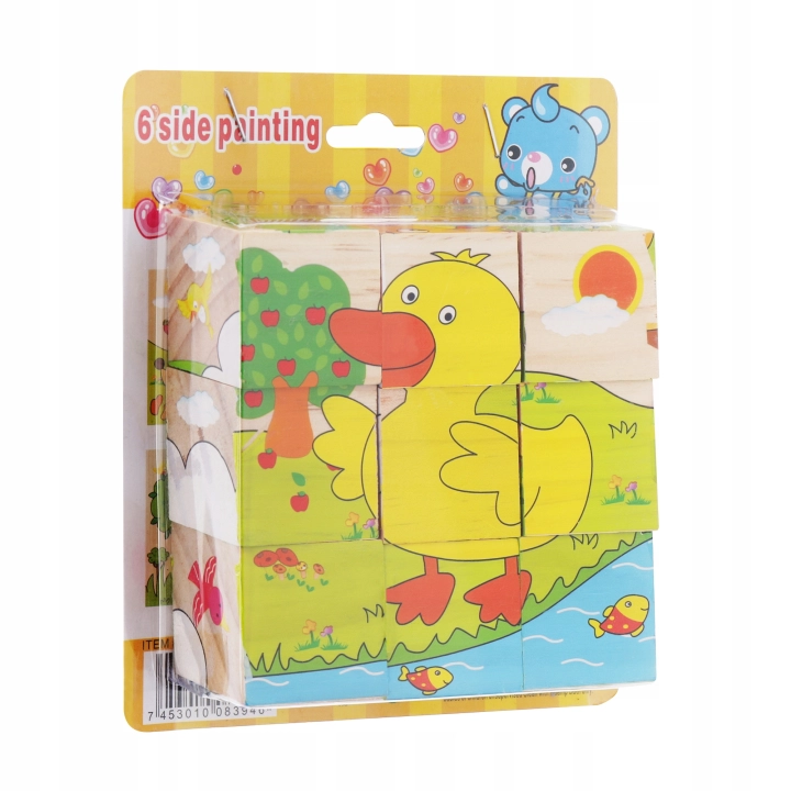 LT321 EDUKACYJNE DREWNIANE KLOCKI UKŁDANKA PUZZLE