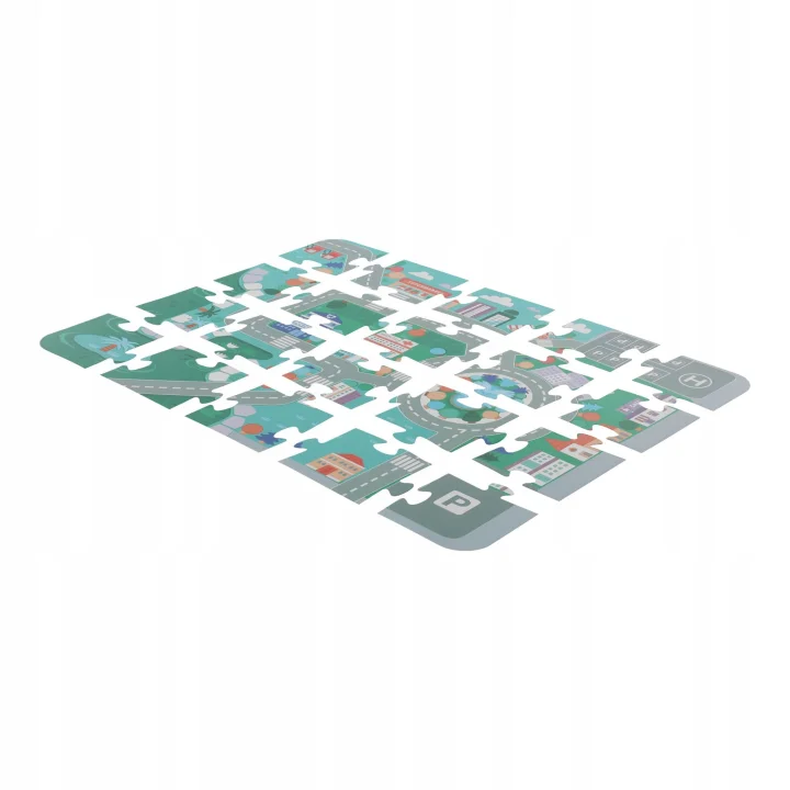 DREWNIANE KLOCKI MIASTO ZESTAW 115 KLOCKÓW PUZZLE DROGA AUTA KLOCKI WOREK