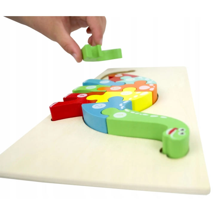 LT427 PUZZLE EDUKACYJNE DINOZAUR 3D MONTESSORI DREWNIANE PUZZLE