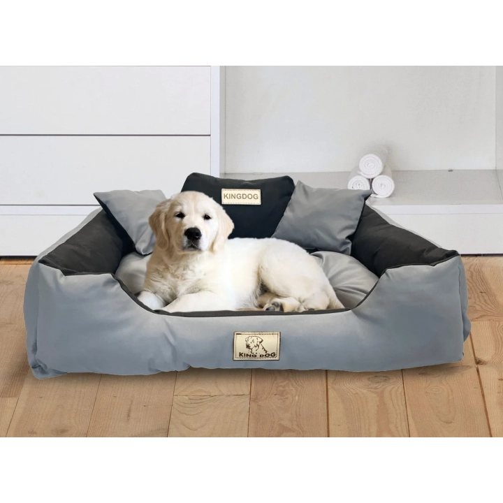 Legowisko dla psa kojec KINGDOG 55x45 cm personalizowane wodoodporne ciemnoszare