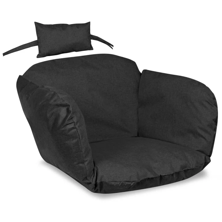 Poduszka ogrodowa 112x113 cm na krzesło wiszące bocianie gniazdo wodoodporna czarna