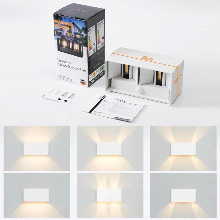 Lampa zewnętrzna LED CELAVY 2 szt. z czujnikiem ruchu IP65 ścienna biała