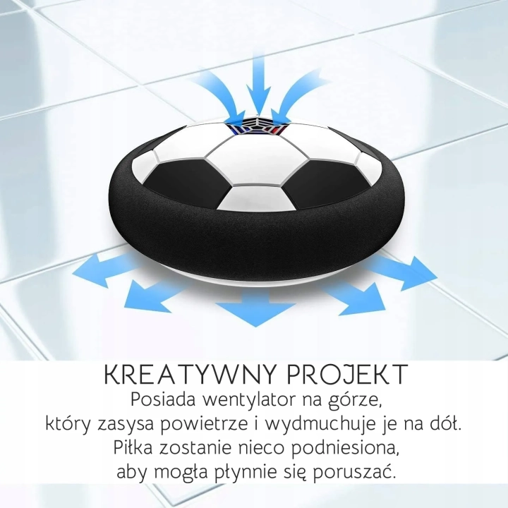 PIŁKA NOŻNA POWIETRZNA LATAJĄCA DYSK EFEKTY ŚWIETLNE UNOSI SIĘ NAD PODŁOGĄ