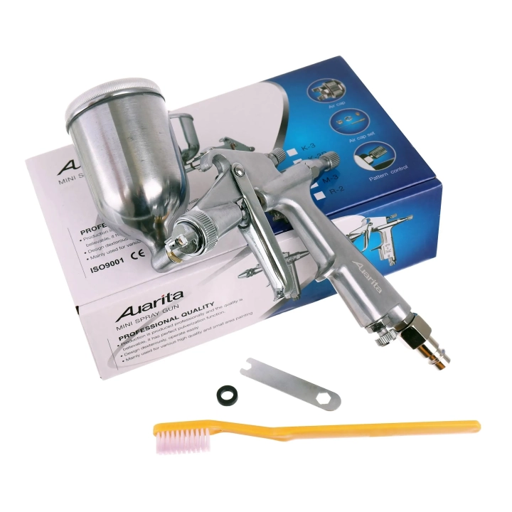 Auarita Metalowy Mini Pistolet Lakierniczy dysza 0,8mm uchylny kubek 125mm