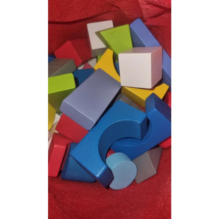 *LT308 DREWNIANE KLOCKI 100el KLOCKI W CZERWONYM WORKU