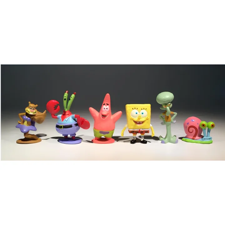 Zestaw figurek SpongeBob Kanciastoporty 6 szt. postacie z bajki SpongeBob do zabawy i kolekcji wysokiej jakości wykonanie
