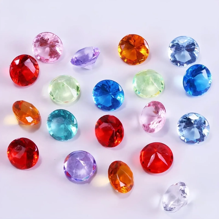 Diamenty akrylowe kolorowe 50 szt średnica 18,5mm dekoracyjne kryształki akrylowe