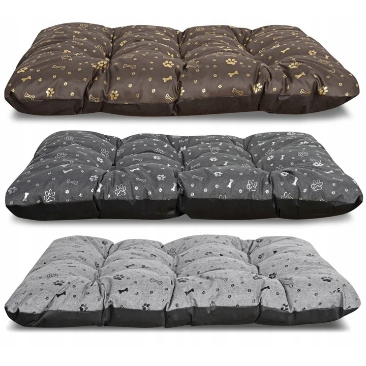 Legowisko dla psa poduszka PRESTIGE 120x80 cm wodoodporna kości złote