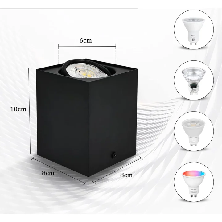 Oprawa natynkowa reflektor sufitowy GU10 Cube LED 230V 4 szt POWYSTAWOWY