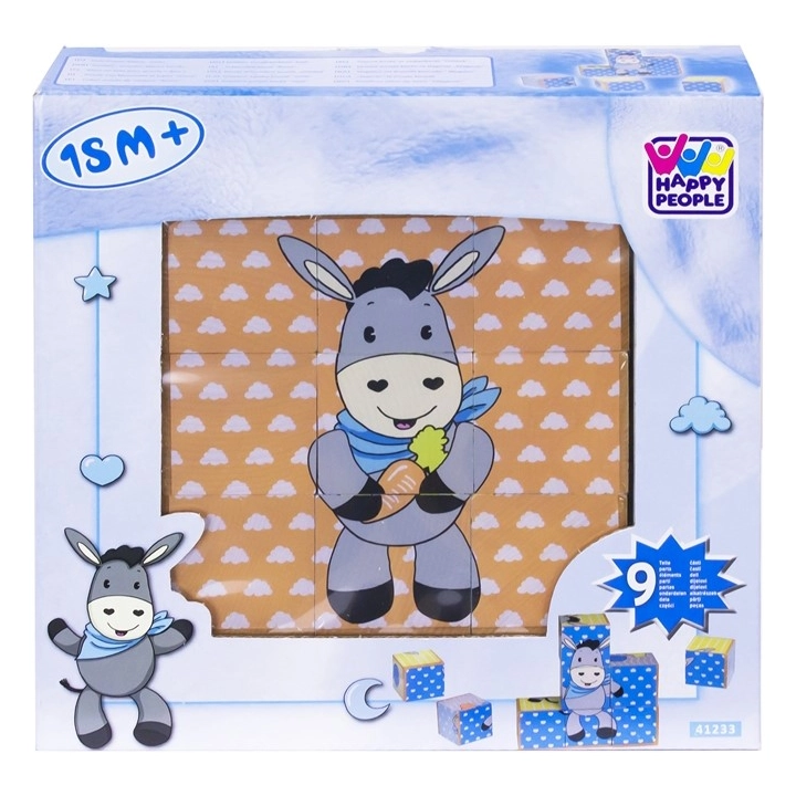Happy People Wooden puzzle klocki 9pcs blue