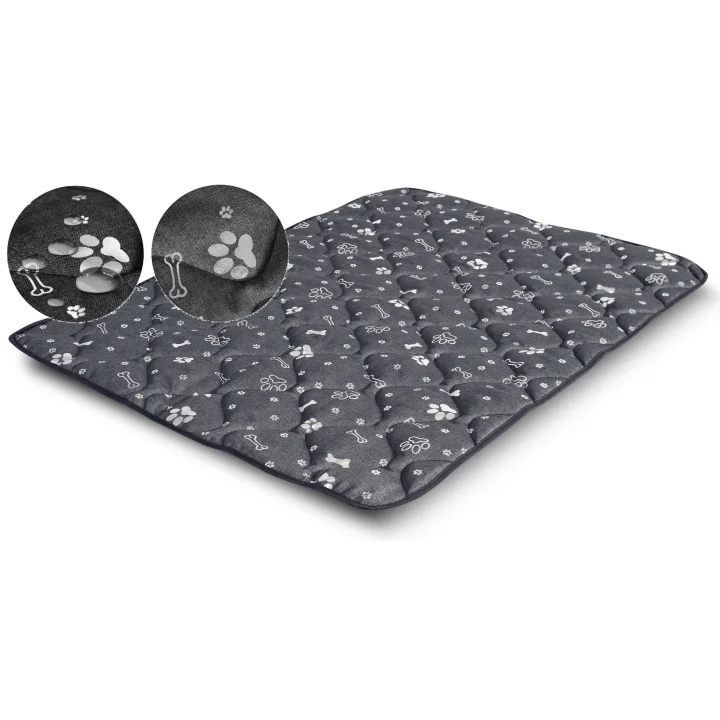 Legowisko dla psa mata 120x80 cm wodoodporne kości srebrne