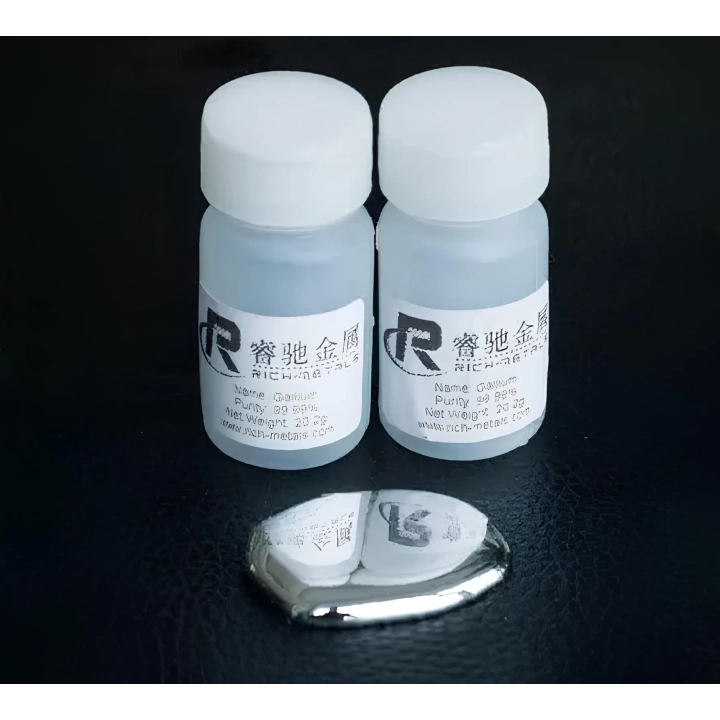 Metal Gallium RESTEQ 20g czystość 99,99% metal topniejący w rękach do nauki eksperymentów i kolekcji