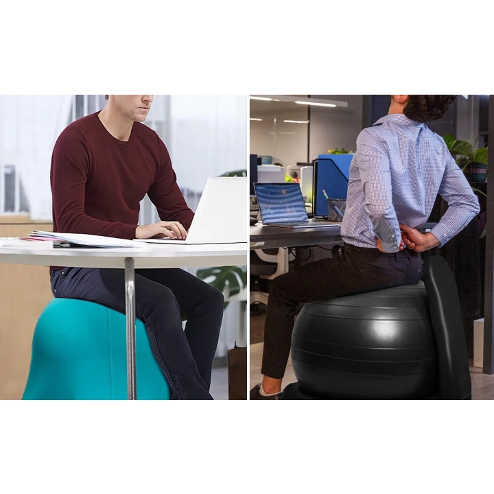 UŻYWANE Piłka do siedzenia ergonomiczna ENOVI z pokrowcem i kółkami szara 50-55 cm
