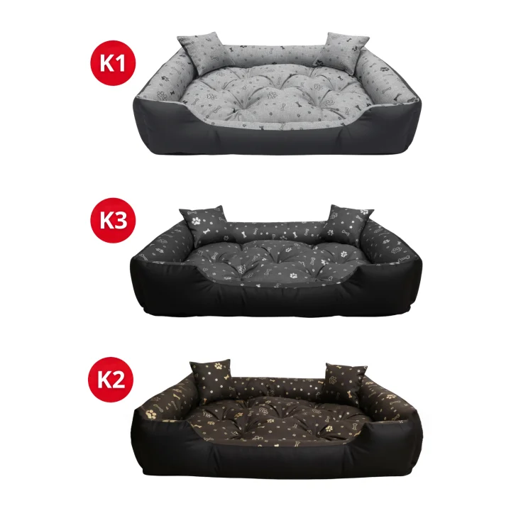 Legowisko dla psa kojec 115x95 cm wodoodporne kości srebrne