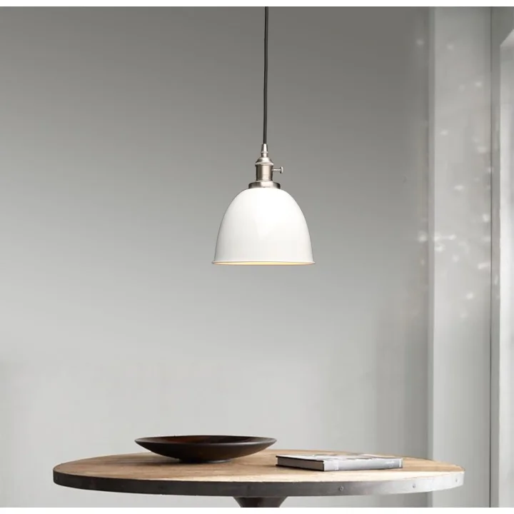 Lampa wisząca Phansthy półokrągła biała metalowa vintage loft styl nowoczesny